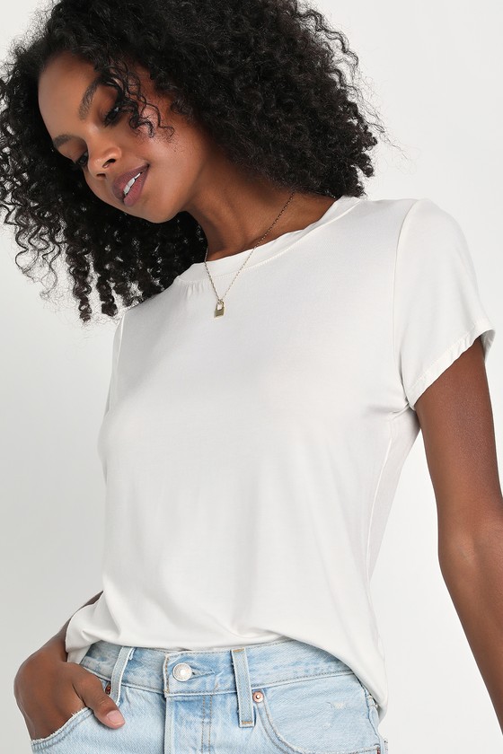 White Top - Short Sleeve Tee - Jersey Knit Tee - White T-shirt - Lulus