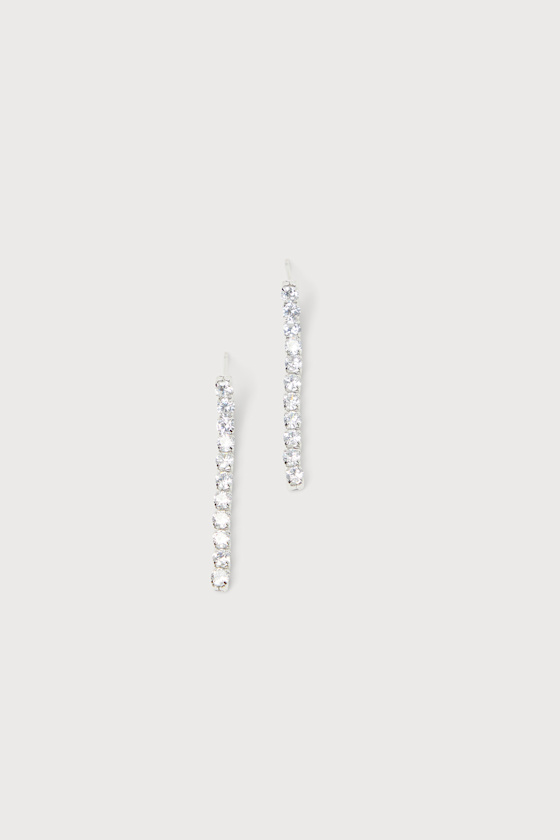 Lovely Abundance 24KT Silver Rhinestone Drop Earrings