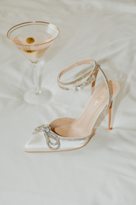 Lullie Ivory Satin Rhinestone Ankle Strap Pointed-Toe Pumps 1