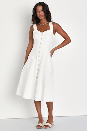 knee length dresses for ladies Elegant Ivory Bamboo Maxi Dress main image 0