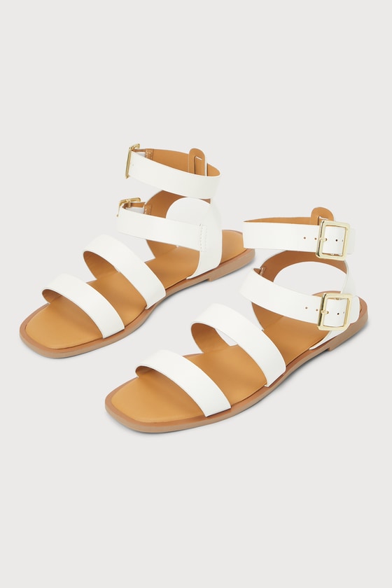 White Strappy Sandals - Ankle Strap Sandals - Fisherman Sandals - Lulus