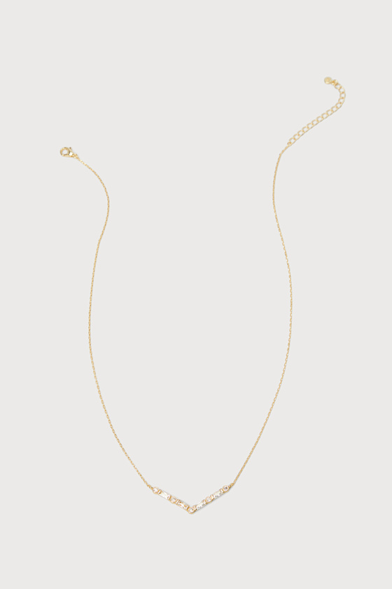 Glittering Dream 14KT Gold Rhinestone Necklace 1