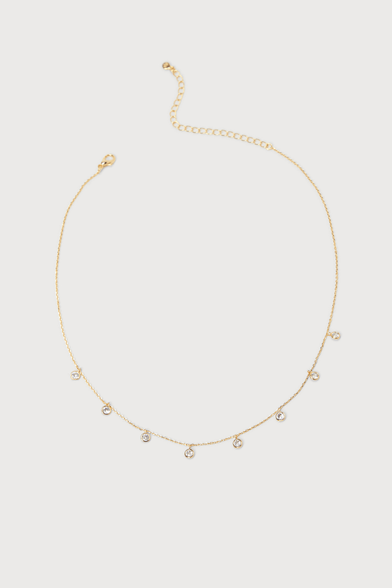 Lulus Meant To Sparkle 14kt Gold Rhinestone Choker Necklace