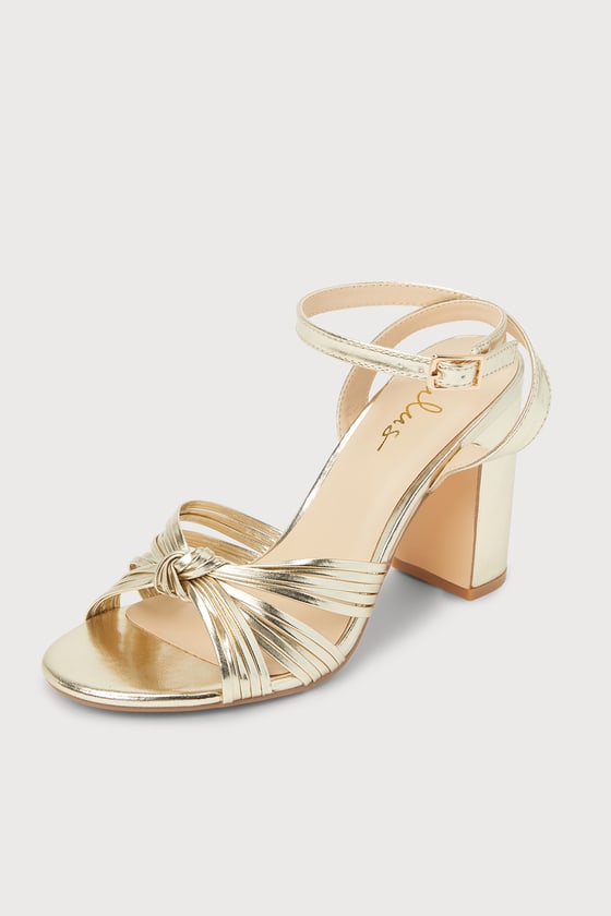 Lulus Woyy Gold Metallic Strappy High Heel Sandal Heels