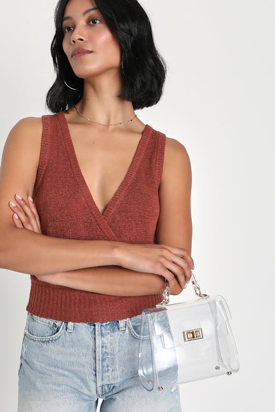 Clear and Gold Handbag Clear Vinyl Crossbody Bag Clear Purse Lulus