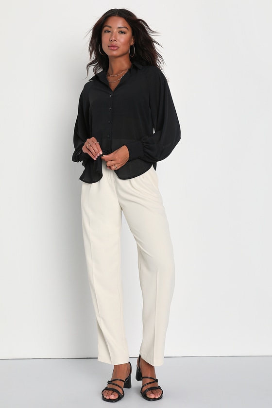 Lulus Sophisticated Company Ivory Straight Leg Trouser Pants