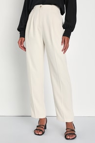 Sophisticated Company Ivory Straight Leg Trouser Pants