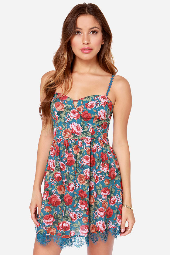 MELEK CUTE FLORAL DRESS - BLUE main image 1