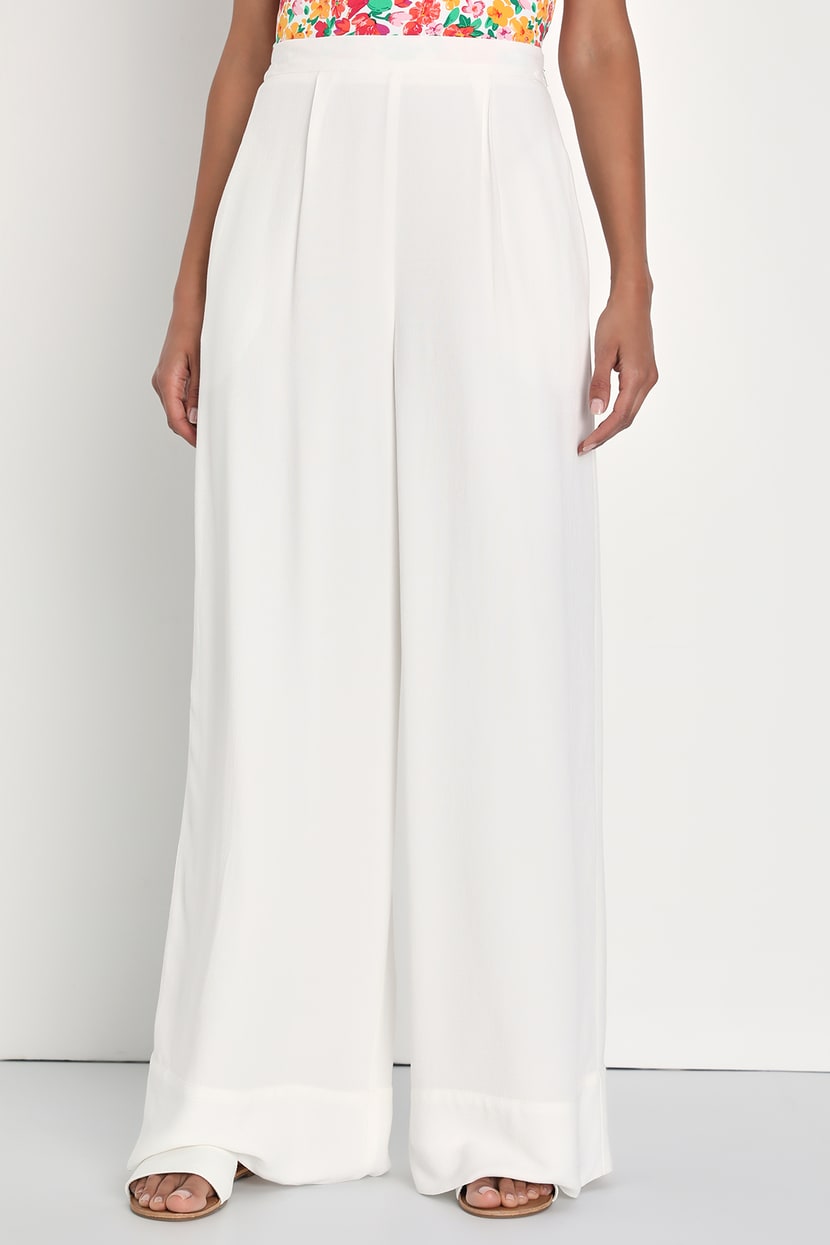 Proper Style White High-Waisted Wide-Leg Pants