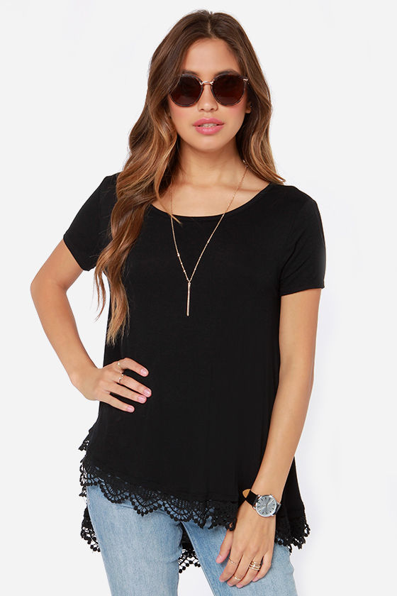 Cute Black Top - Oversized Top - Short Sleeve Top - $38.00 - Lulus