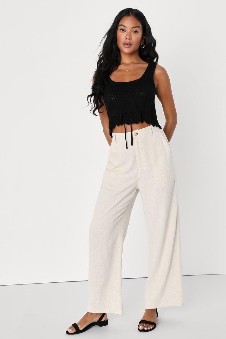Total Frill Black Knit Drawstring Sweater Tank