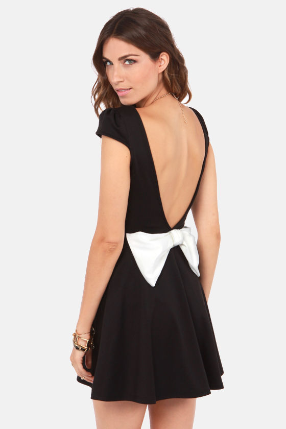 Stella Fit and Flare Backless Dress Black main image 1