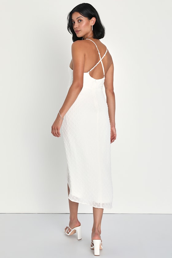 Swiss Dot Tied Surplice Short Sleeve Dress main image 0