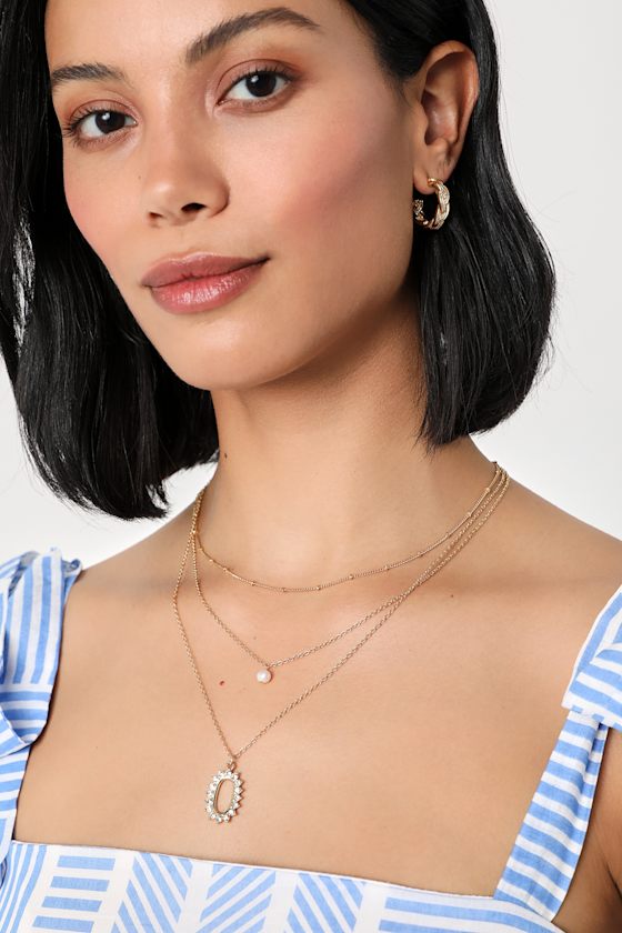 14KT Layered Necklace Gold Necklace Layered Pendant Necklace Lulus