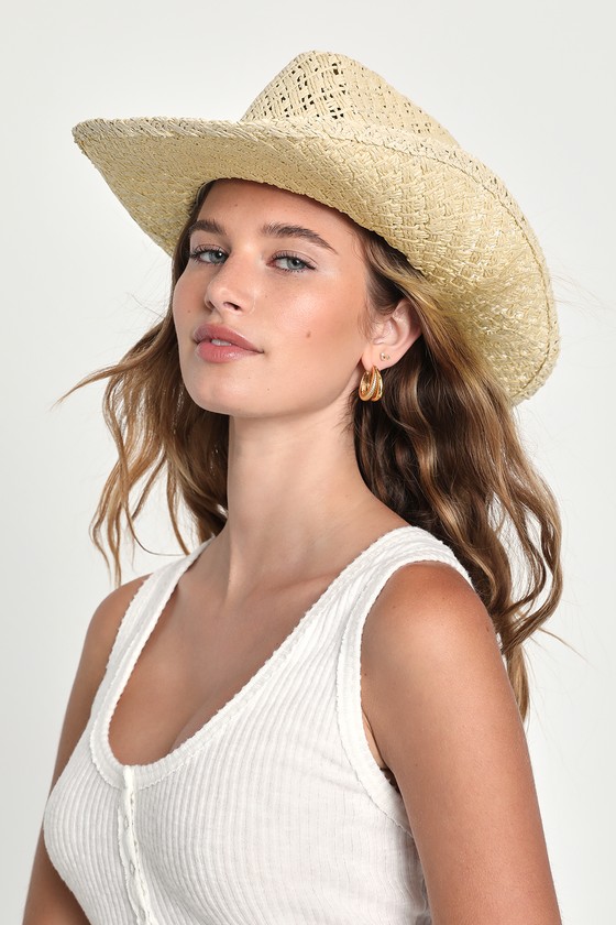 Beige Woven Cowboy Hat - Straw Cowboy Hat - Beach Cowboy Hat - Lulus