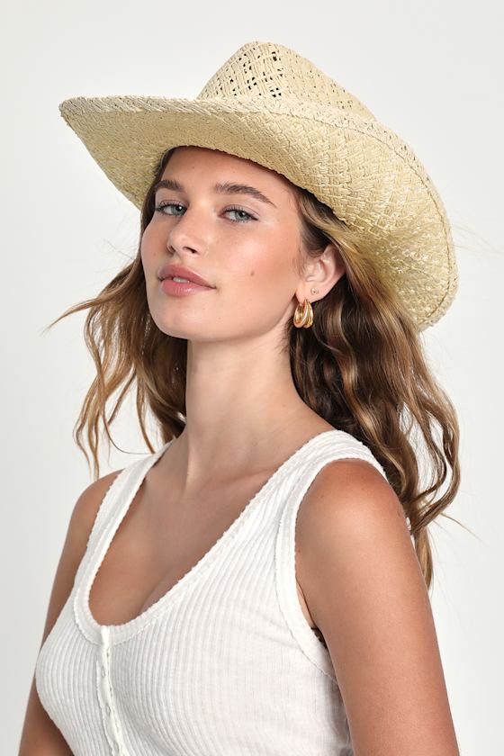 Beige Woven Cowboy Hat Straw Cowboy Hat Beach Cowboy Hat Lulus