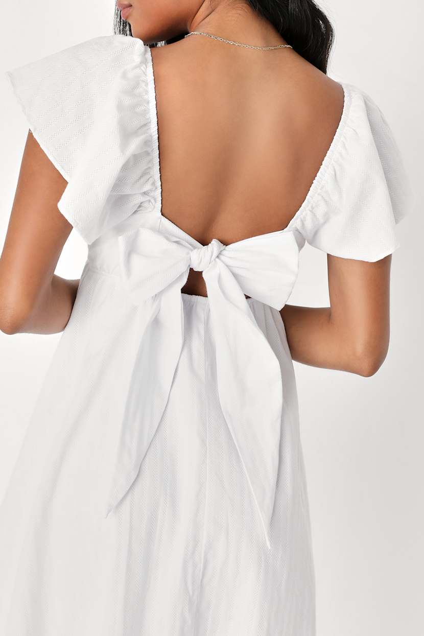 White Embroidered Dress - Tie-Back Mini Dress - Cute Dress - Lulus