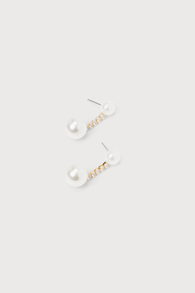 Amazingly Elevated Gold Rhinestone Pearl Drop Earrings