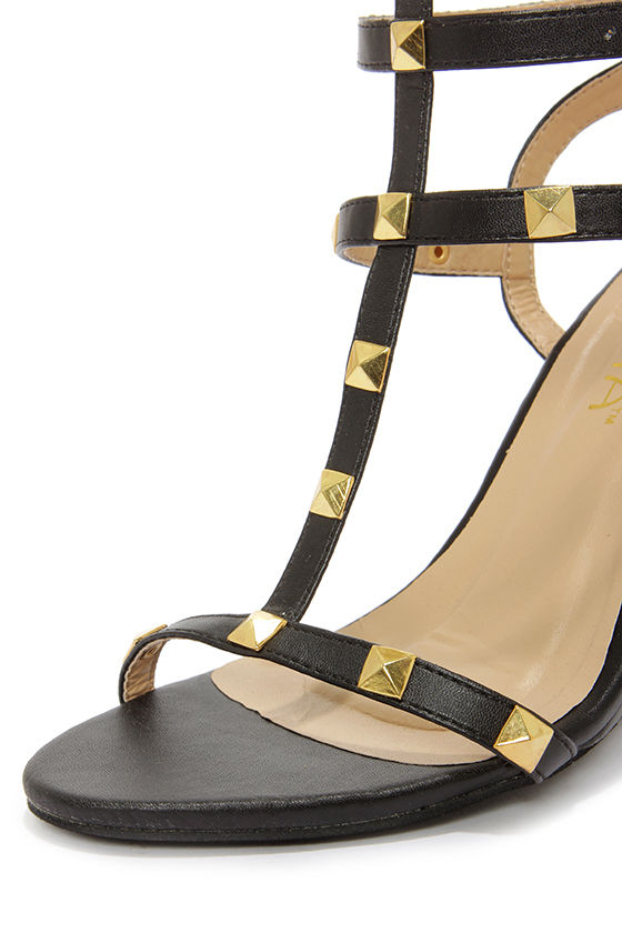 Cute Black Shoes - Strappy Sandals - Wedge Sandals - $41.00
