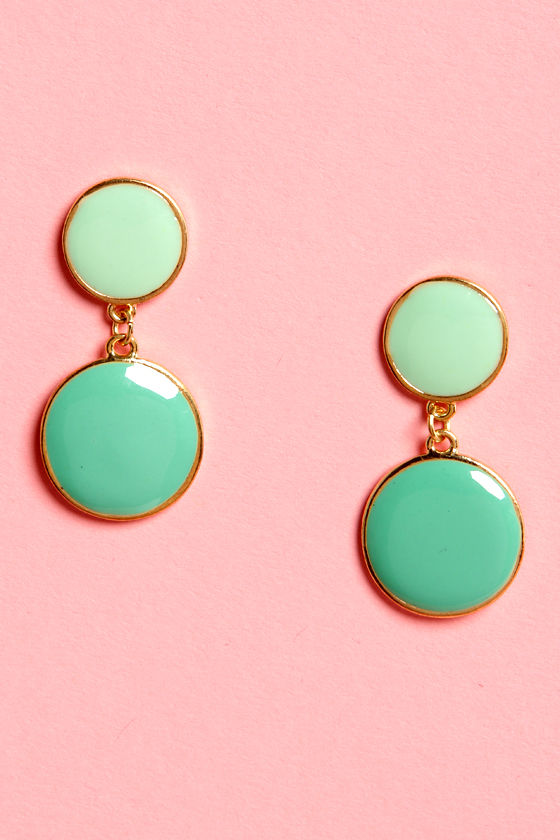 Cute Mint Green Earrings Dangle Earrings 12.00 Lulus