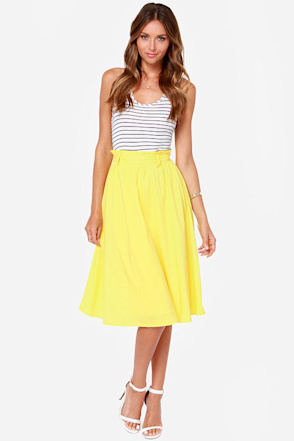 Pretty Yellow Skirt - Midi Skirt - $49.00 - Lulus