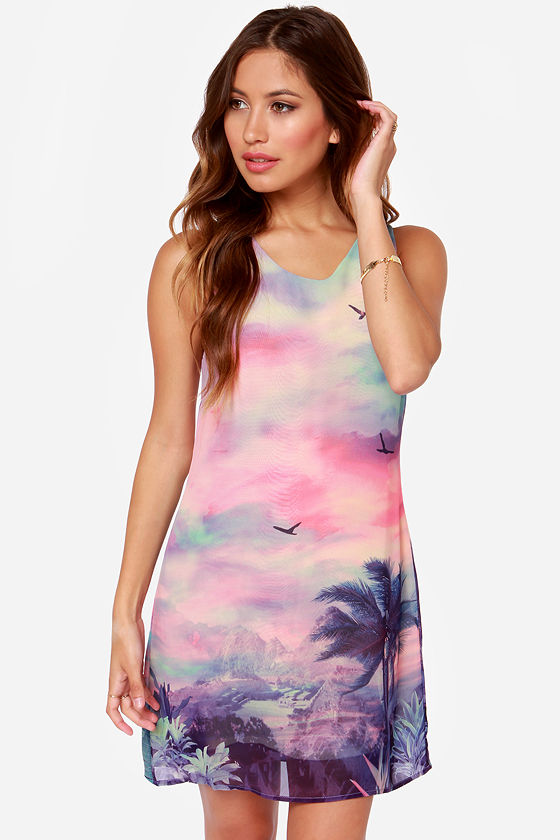 The Lux Life - Sunset Print Dress - Tropical Dress - $55.00 - Lulus