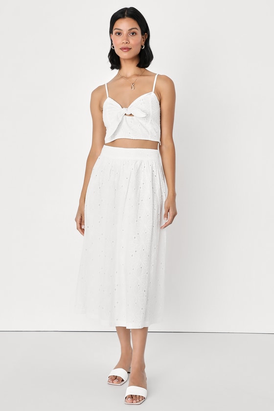 Lulus Simple Darling White Eyelet Embroidered Two-piece Dress
