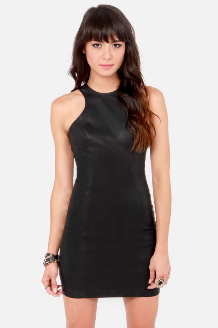 bb dakota leather dress BB Dakota Simone Dress - Black Dress - Vegan Leather Dress - $79.00