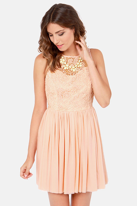 My Cherie Amour Peach Lace Dress
