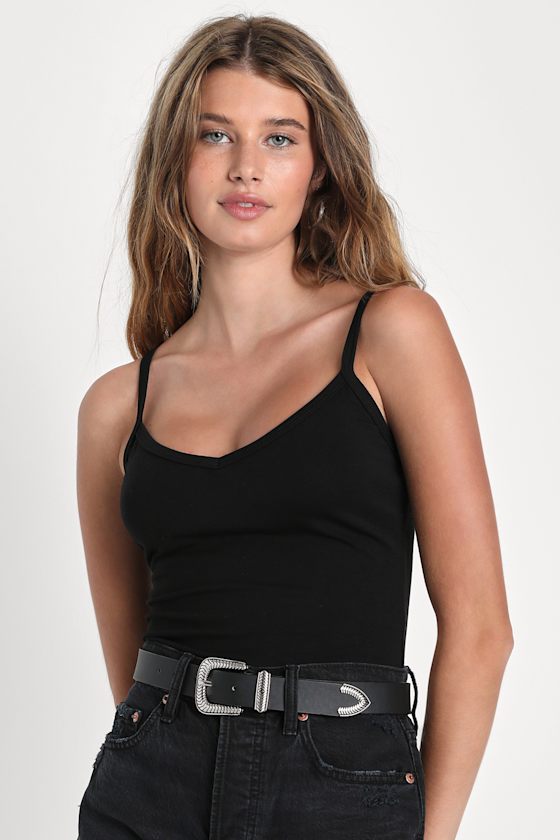 Black VNeck Cami Tank Top Basic Tank Top Simple Tank Top Lulus