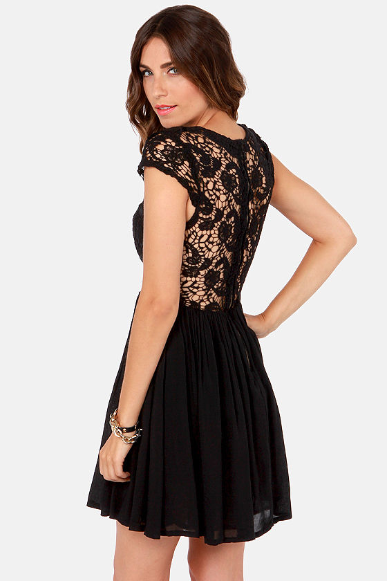 Pretty Black Dress - Lace Dress - Skater Dress - $79.00 - Lulus