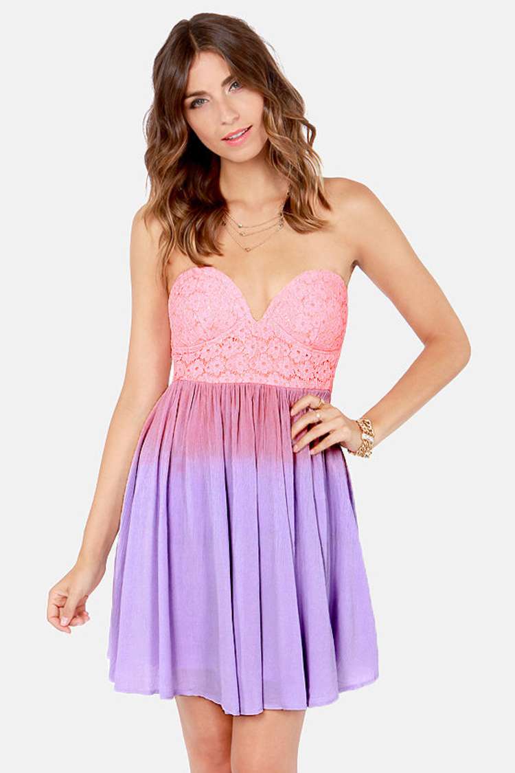 Pretty Lace Dress - Strapless Dress - Ombre Dress - $79.00 - Lulus