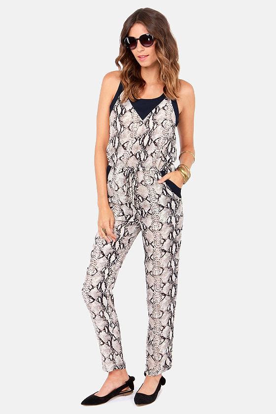 Cute Snake Print Jumpsuit - Navy Blue Jumpsuit - $43.00 - Lulus