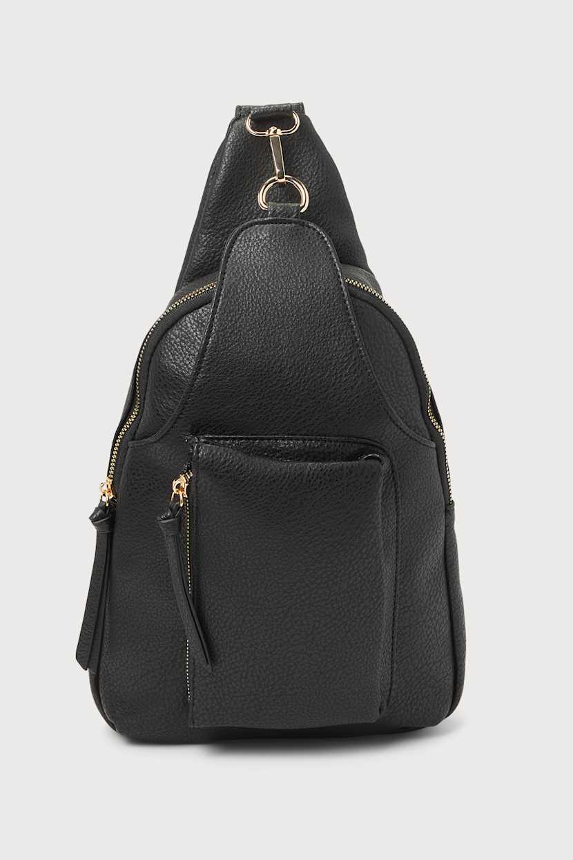 C. Paris Black Pebbled Leather Convertible Sling Backpack Billie Convertible Backpack/Crossbody – K-Carroll.com main image 4