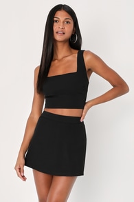 Divinely Sunny Black Sleeveless Two-Piece Romper