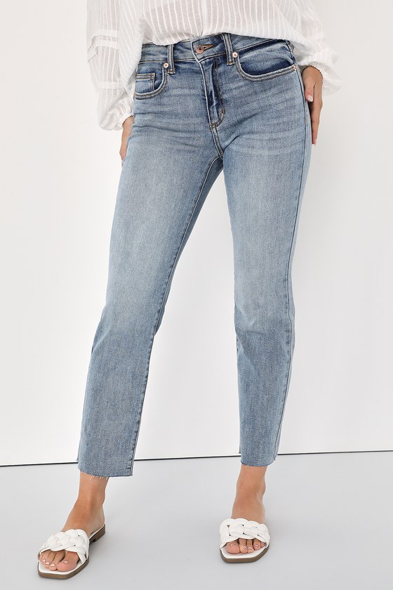 Light Wash Jeans - High Waisted Jeans - Women's Cropped Jeans - Lulus