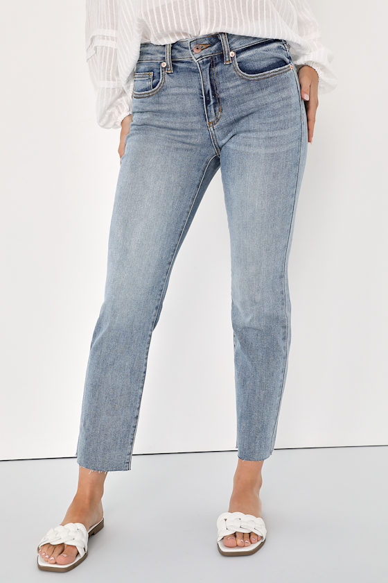 Light Wash Jeans High Waisted Jeans Women's Cropped Jeans Lulus