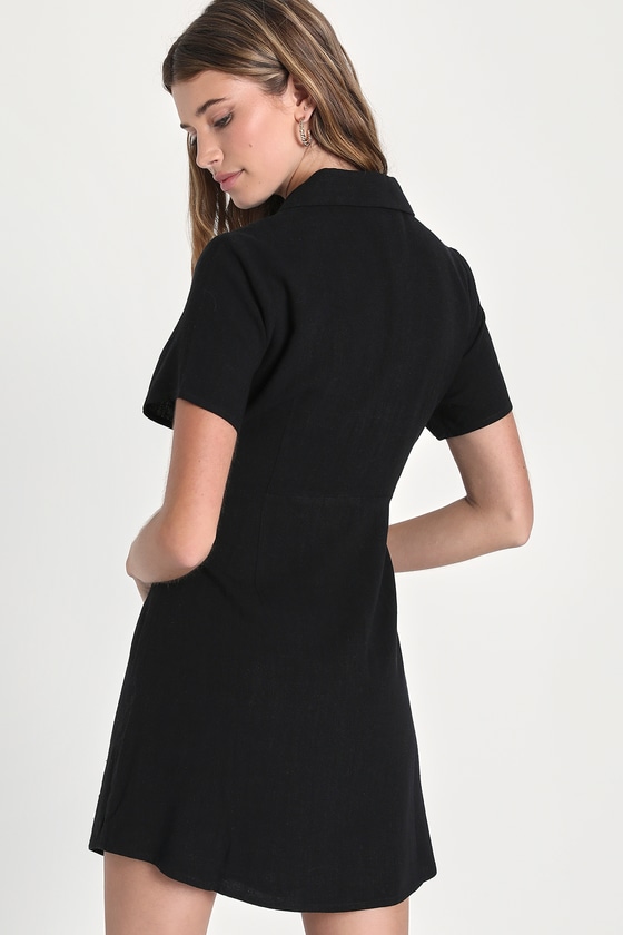 Black button up mini dress on sale