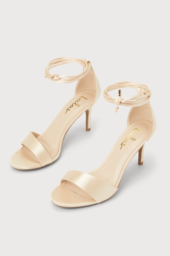 Lulus Clairee Gold Satin Lace-up Heels