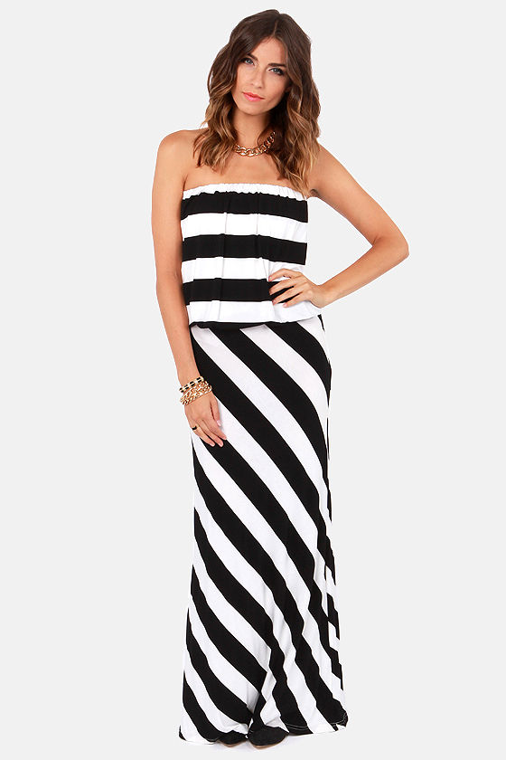 Live in the Contrast Black and White Maxi Dress