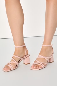 Walley Light Nude Patent Strappy Ankle Strap Heels