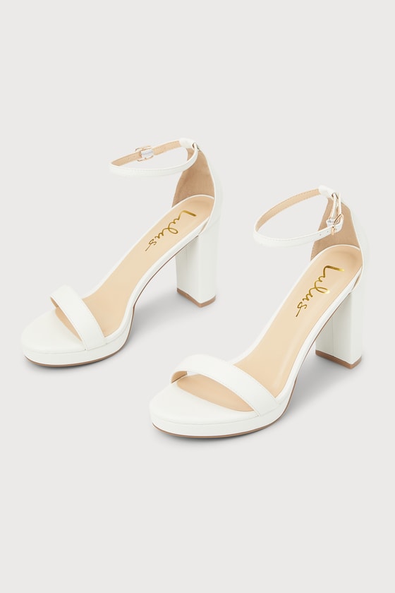 Lulus Kinsella White Platform Ankle Strap High Heels