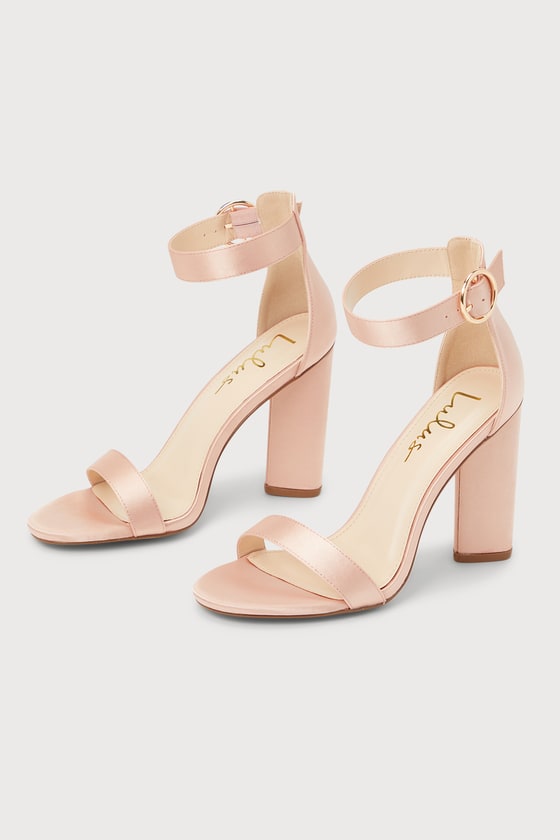 Kamali Rose Gold Satin Ankle Strap Heels
