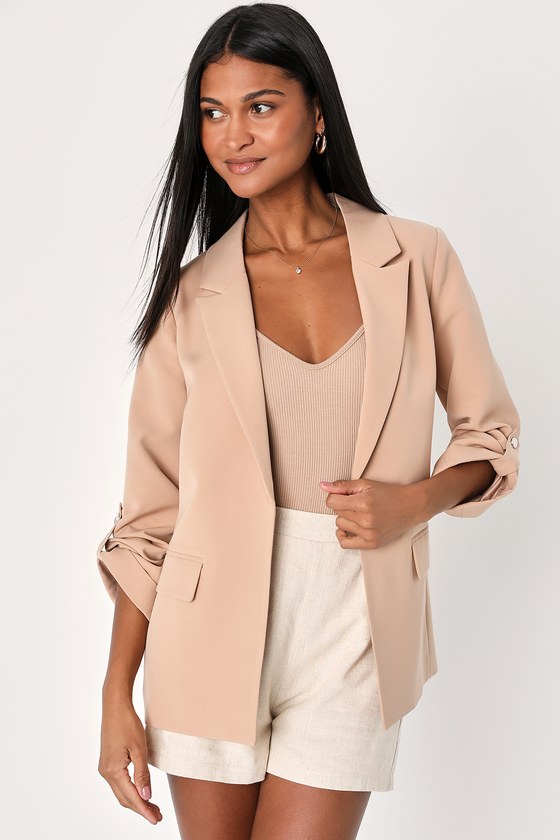 Chic Beige Blazer - Peaked Lapel Blazer - Collared Blazer - Lulus