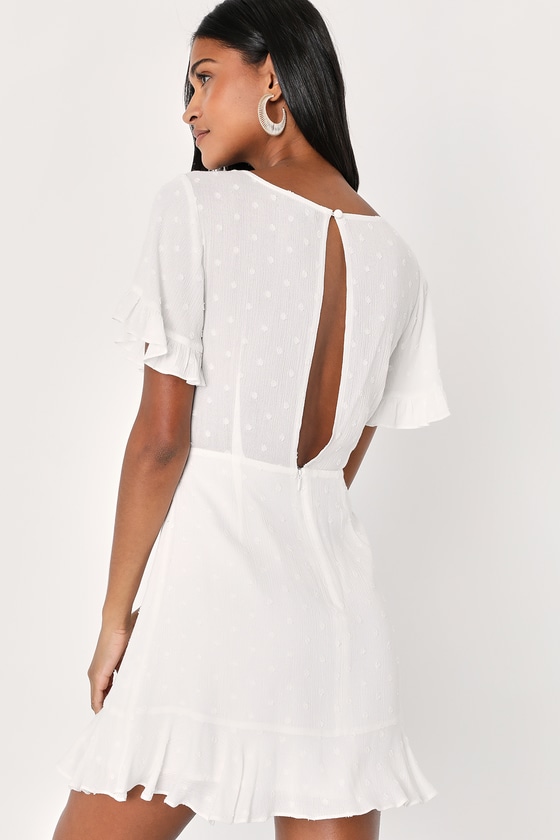 White Mini Dress - Clip Dot Skater Dress - Ruffled Mini Dress - Lulus