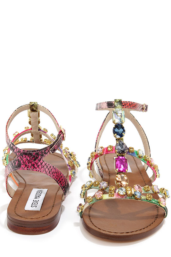 multi colored jeweled sandals