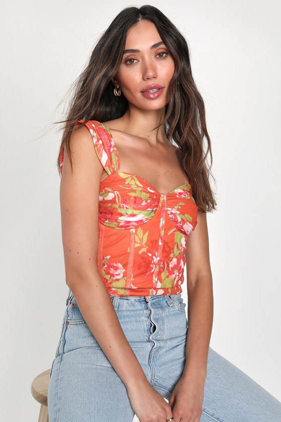 Orange sales bustier top