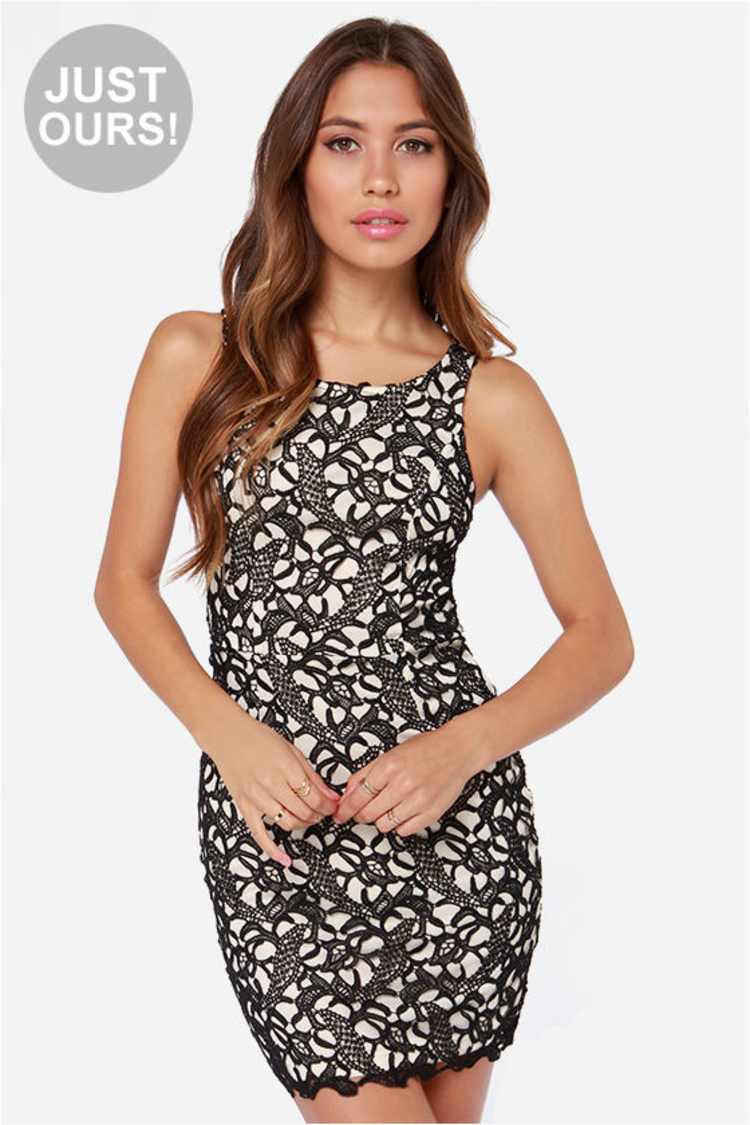 black cream lace dress Lady Black Tie - Rebecca Lace Midi Dress - Cream
