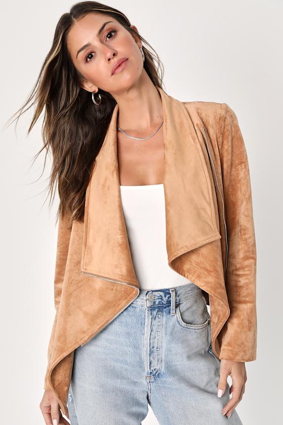 Wild at Heart Tan Vegan Suede Moto Jacket 6