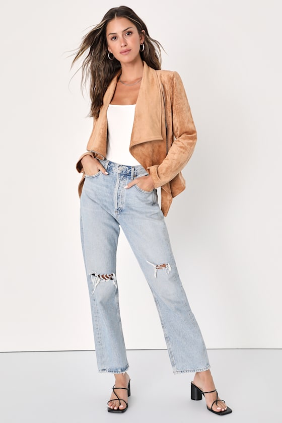 Wild at Heart Tan Vegan Suede Moto Jacket 7
